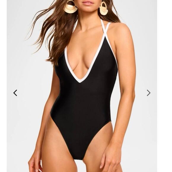 NWOT Ramy Brook Bia Plunge One-Piece Swimsuit in Black SZ S - Picture 1 of 9